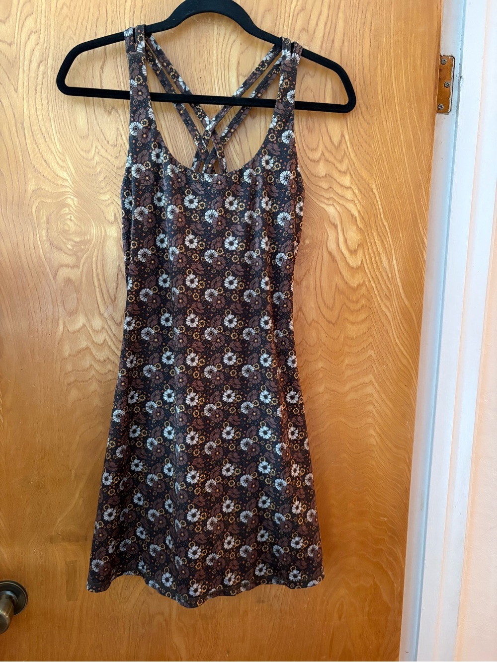 BuffBunny Brown Floral Crisscross-Back skort Mini Dress S